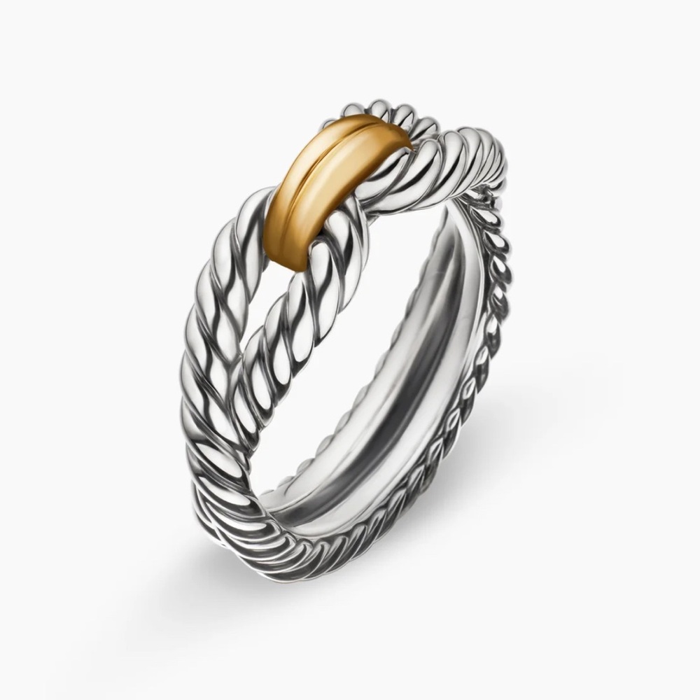 David Yurman Cable Loop Band Ring Sterling Silver & 18K Gold